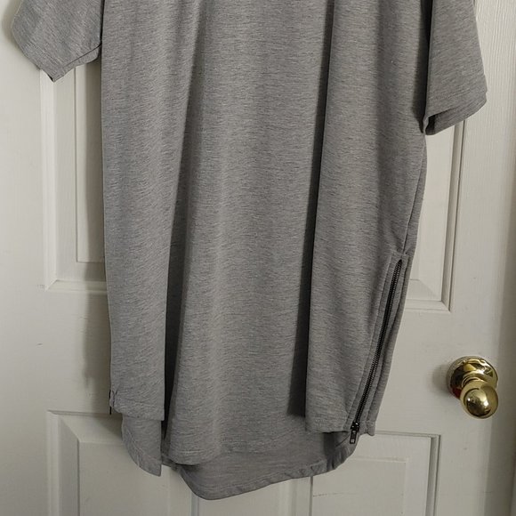 WCSP Men's Size XL Short Sleeve Shirt Elongated Hem Extended Rounded Tail Grey - Picture 2 of 8